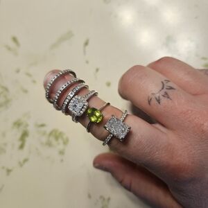 Sterling Silver Ring Lot Stackable CZ Rings Bundle Mixed Styles Size Varies